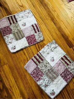 Patchwork Quilted pillow cases - Rose & Burgundy Floral